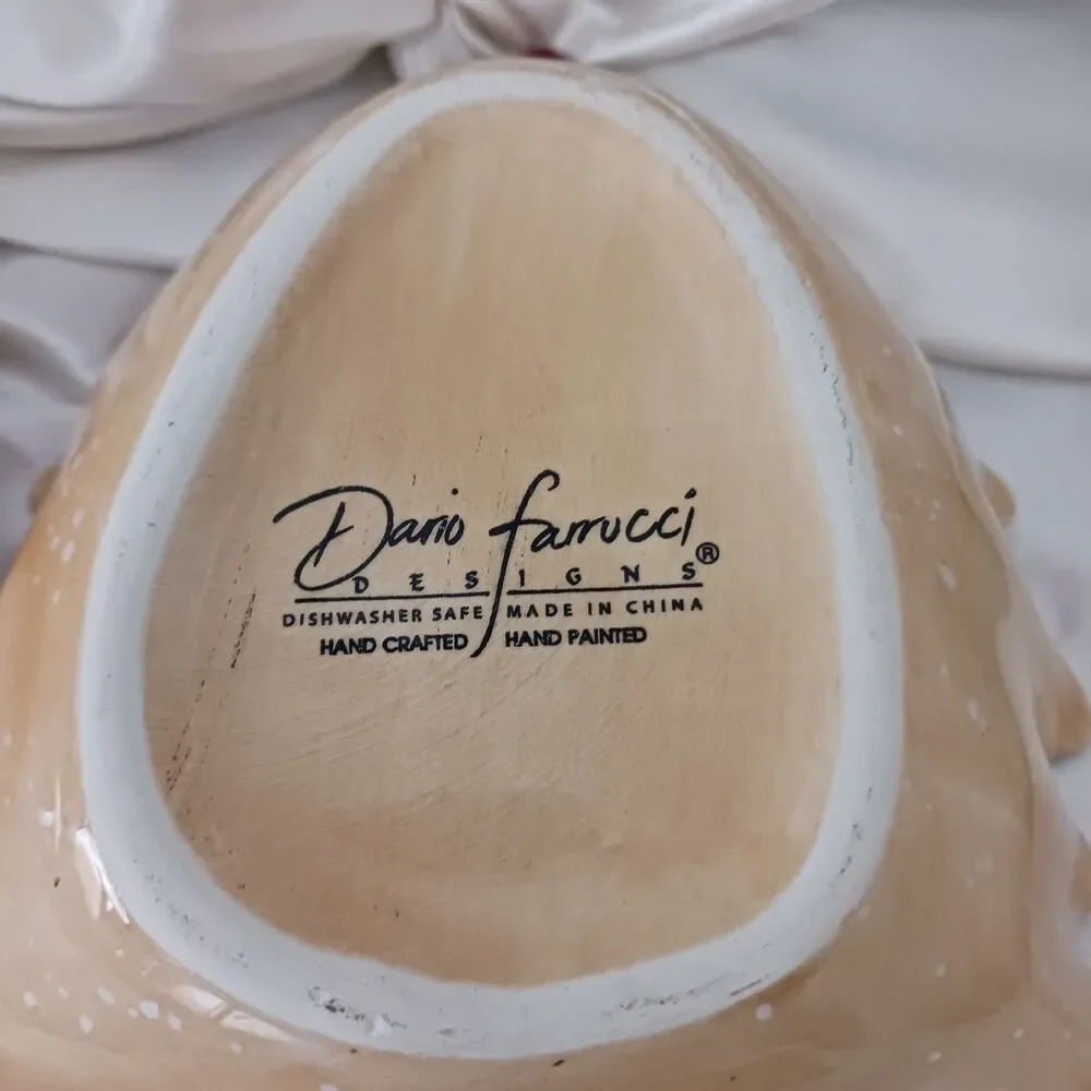 DARIO FERRUCCI DESIGNS HAND PAINTED CHRISTMAS 6'' BOWLS SANTA TREE-LOT OF 2